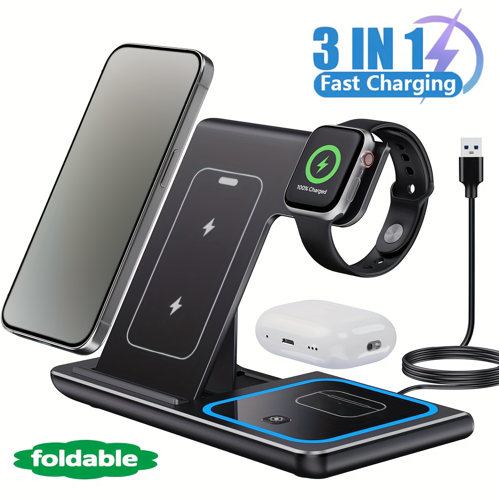 Smartwatch Watches For Iphone - Pengisi Daya Nirkabel Lipat 3-In-1 15W