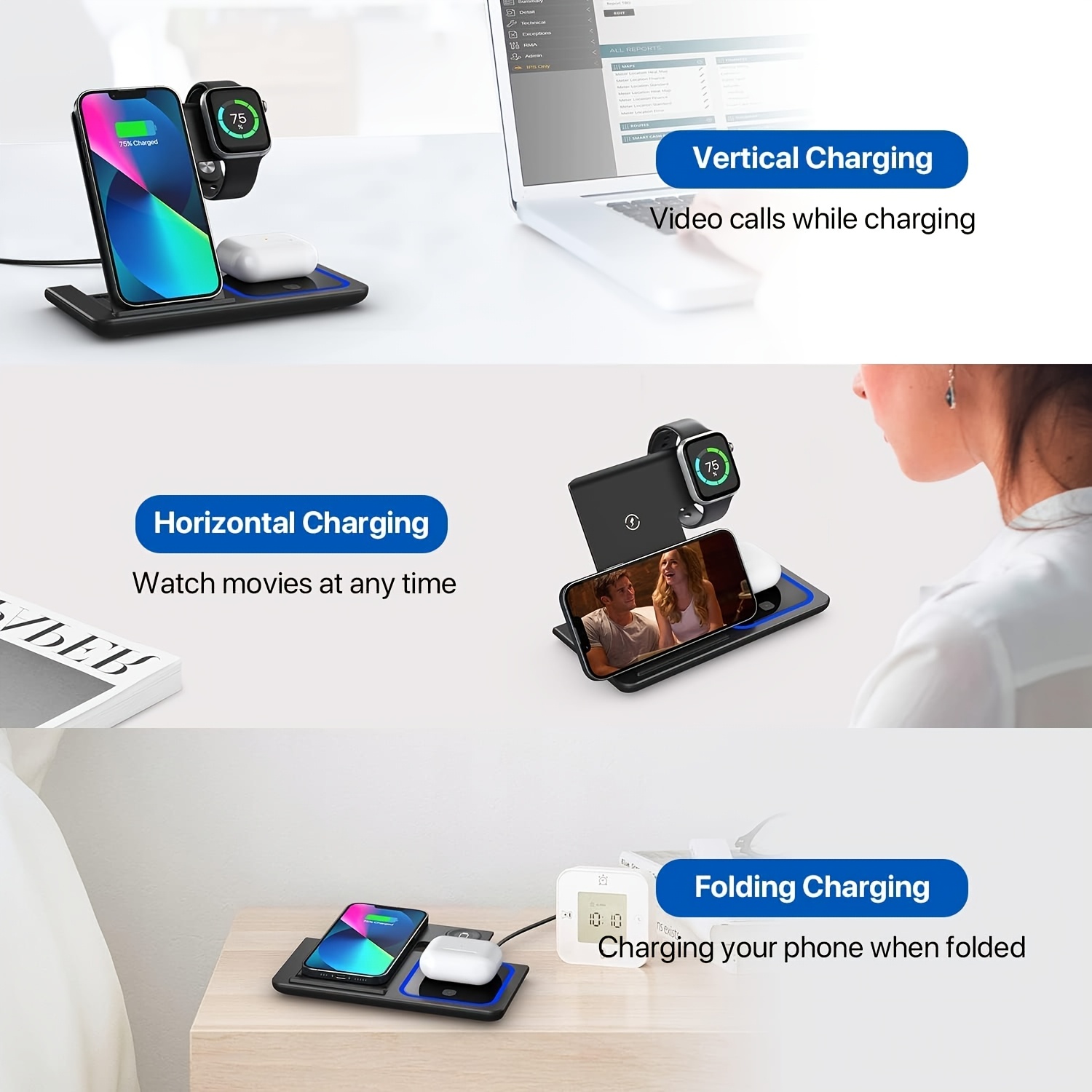 Stasiun pengisian daya nirkabe - Smartwatch Watches For Iphone ulasan dan harga
