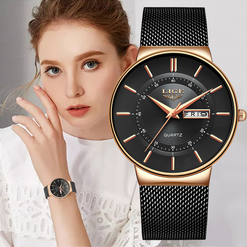 Jam Tangan Wanita LIGE Merek M - Minimalist Thin Watch ulasan dan harga