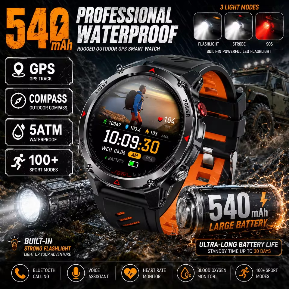 Jam Tangan Pintar GPS Militer  - Altimeter Compass Watch ulasan dan harga