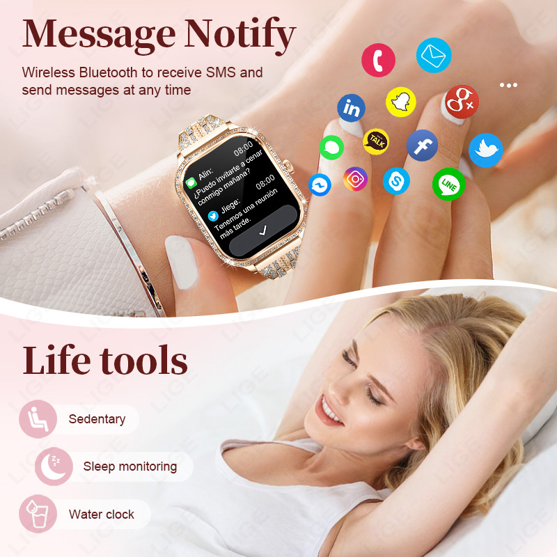 LIGE Jam Tangan Pintar Wanita  - Smartwatch Digital Watches For Women ulasan dan harga